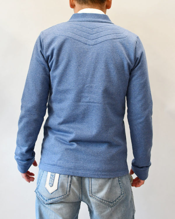 Yoshiyuki / Sweat cadigan #２ "Matsukawa Lozenges" [navy]