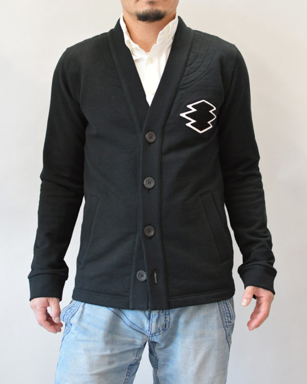Yoshiyuki / Sweat cadigan #２ "Matsukawa Lozenges" [black]