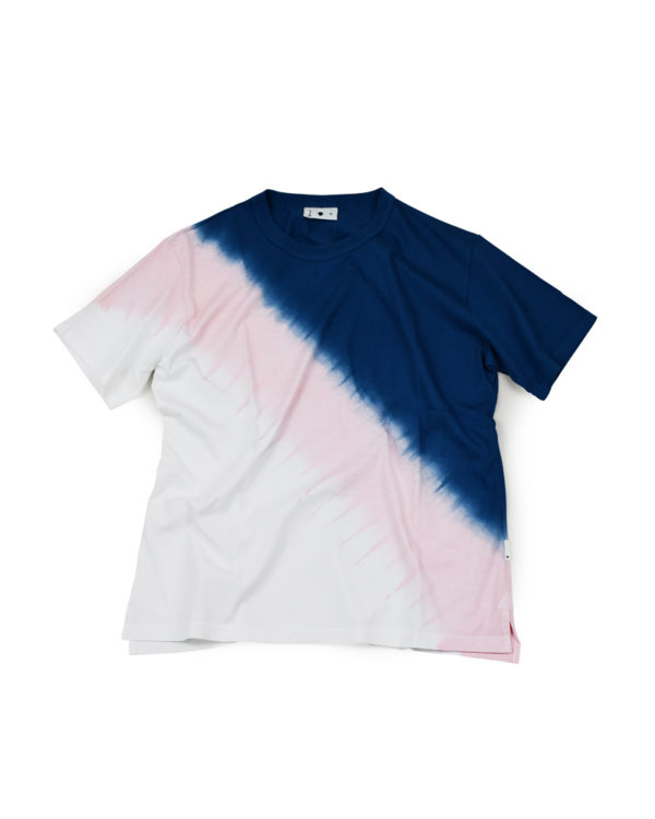 Yoshiyuki / T-shirt #105 "Diagonal-gradation Dye"  [blue&pink]