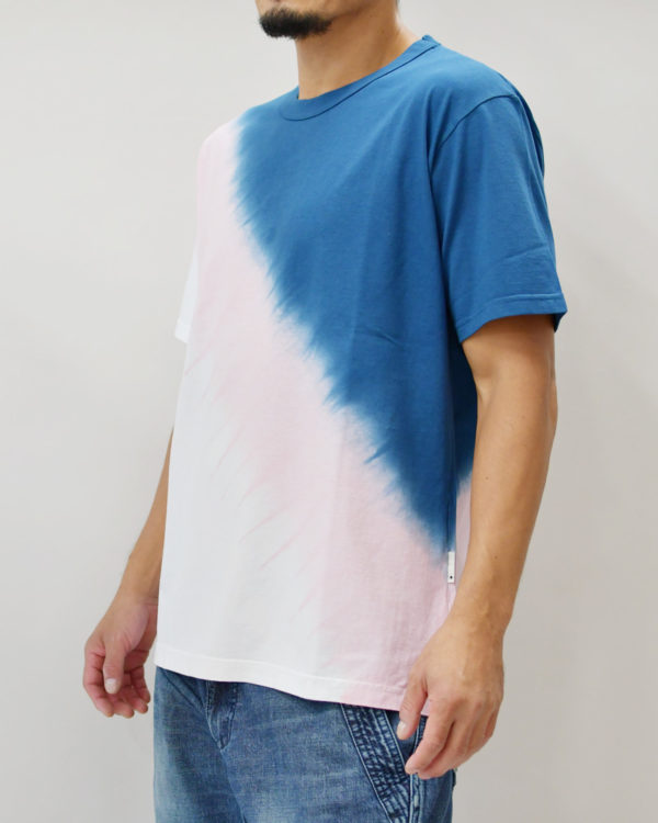 Yoshiyuki / T-shirt #105 "Diagonal-gradation Dye"  [blue&pink]