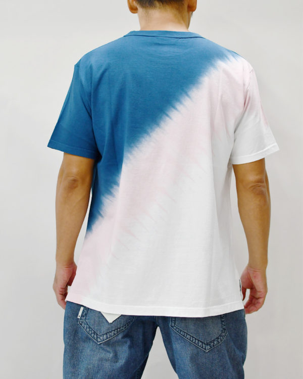 Yoshiyuki / T-shirt #105 "Diagonal-gradation Dye"  [blue&pink]