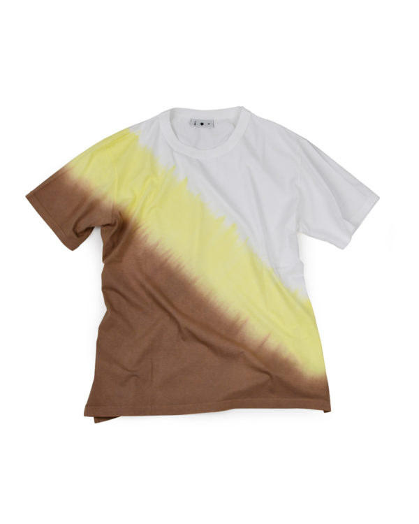 Yoshiyuki / T-shirt #105 "Diagonal-gradation Dye"  [brown&yellow]