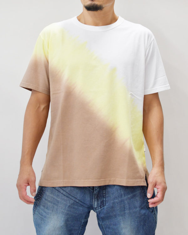 Yoshiyuki / T-shirt #105 "Diagonal-gradation Dye"  [brown&yellow]