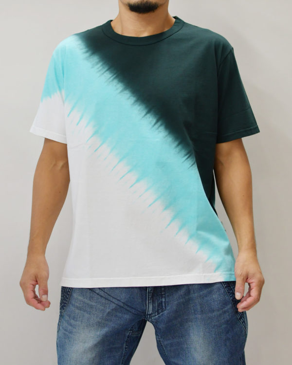 Yoshiyuki / T-shirt #105 "Diagonal-gradation Dye"  [black&sky]