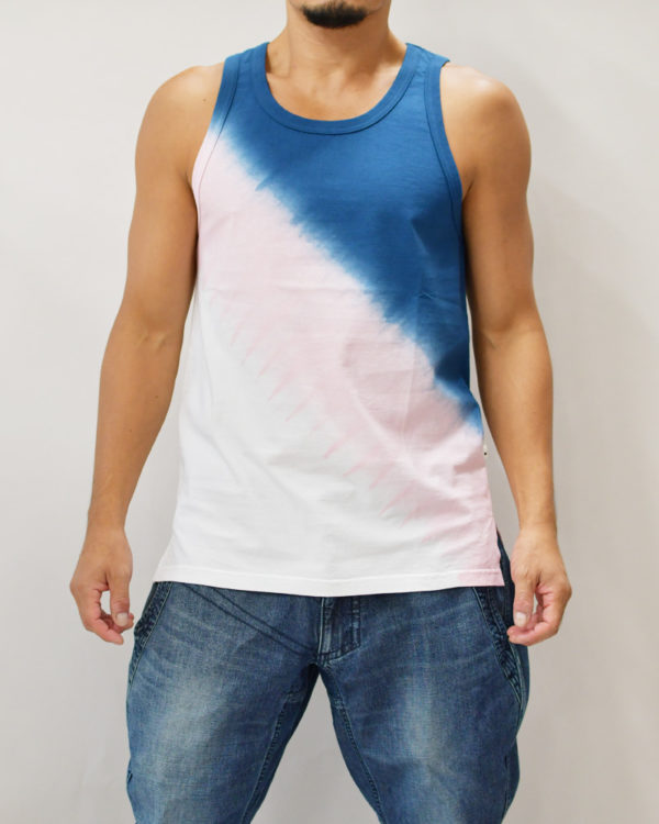 Yoshiyuki / Tank-top #5 "Diagonal-gradation Dye"  [blue&pink]