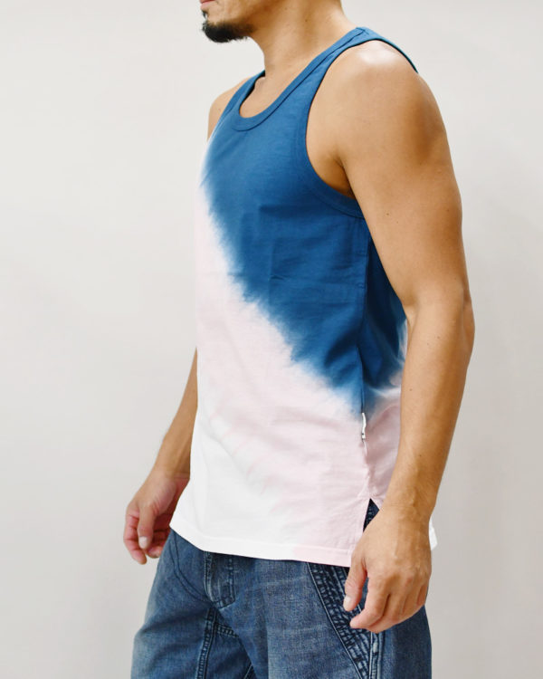 Yoshiyuki / Tank-top #5 "Diagonal-gradation Dye"  [blue&pink]