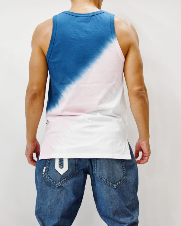 Yoshiyuki / Tank-top #5 "Diagonal-gradation Dye"  [blue&pink]