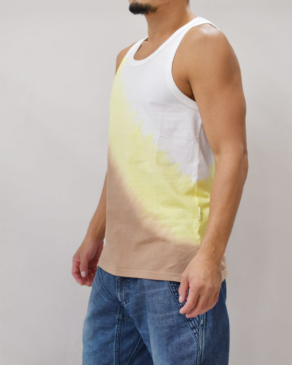 Yoshiyuki / Tank-top #5 "Diagonal-gradation Dye"  [brown&yellow]
