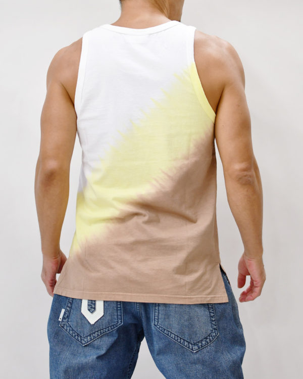 Yoshiyuki / Tank-top #5 "Diagonal-gradation Dye"  [brown&yellow]