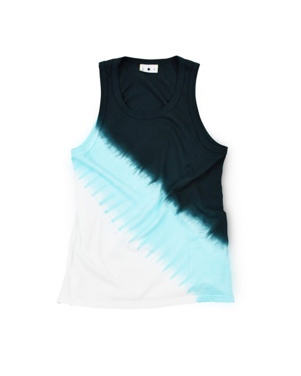 Yoshiyuki / Tank-top #5 "Diagonal-gradation Dye"  [black&sky]