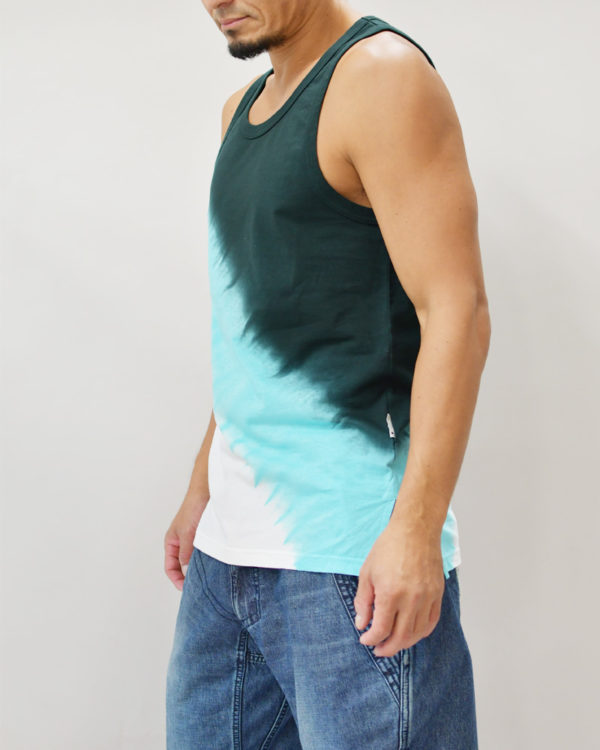 Yoshiyuki / Tank-top #5 "Diagonal-gradation Dye"  [black&sky]