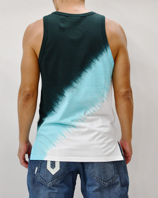 Yoshiyuki / Tank-top #5 "Diagonal-gradation Dye"  [black&sky]